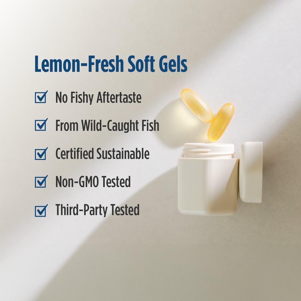 Nordic Naturals ProOmega, Lemon Flavor - 210 Soft Gels - 1000 mg Omega-3 - High-Potency Fish Oil with EPA & DHA - Promotes Brain, Eye, Heart, & Immune Health - Non-GMO - 105 Servings - TrustMedUSA