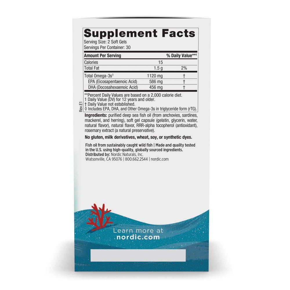Nordic Naturals Ultimate Omega 2X Teen, Strawberry - 60 Mini Soft Gels - 1120 mg Total Omega-3s with EPA & DHA - Brain Health, Positive Mood, Social Development - TrustMedUSA