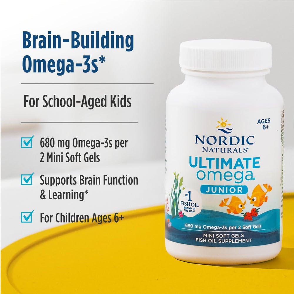 Nordic Naturals Ultimate Omega Jr., Strawberry - 120 Mini Soft Gels - 680 Total Omega-3s with EPA & DHA - TrustMedUSA