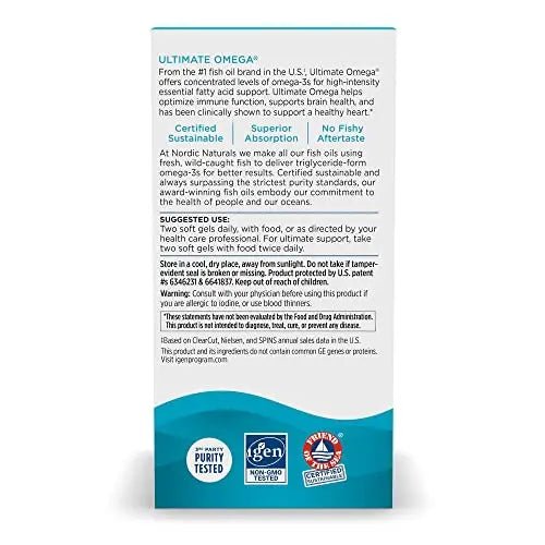 Nordic Naturals Ultimate Omega, Lemon Flavor - 120 Soft Gels - 1280 mg Omega-3 - TrustMedUSA