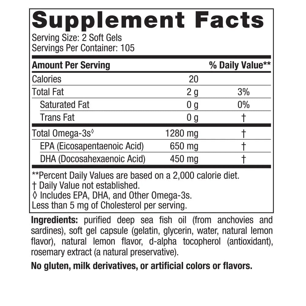 Nordic Naturals Ultimate Omega, Lemon Flavor - 210 Soft Gels - 1280 mg Omega-3 - High - TrustMedUSA