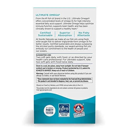 Nordic Naturals Ultimate Omega, Lemon Flavor - 60 Soft Gels - 1280 mg Omega-3 - TrustMedUSA