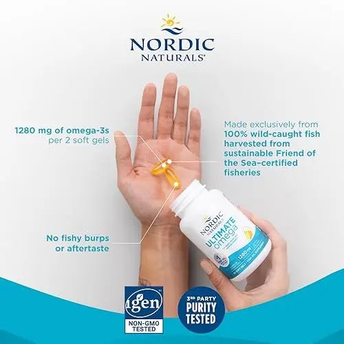 Nordic Naturals Ultimate Omega, Lemon Flavor - 60 Soft Gels - 1280 mg Omega-3 - TrustMedUSA