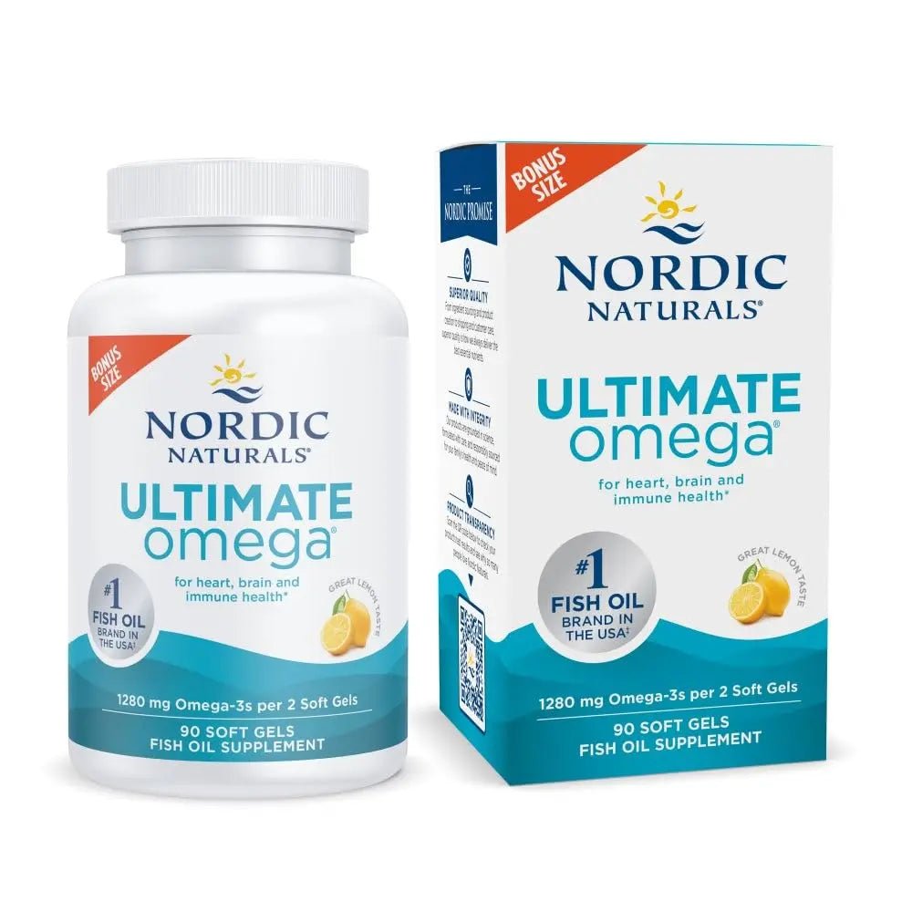Nordic Naturals Ultimate Omega, Lemon Flavor - 90 Soft Gels - 1280 mg Omega-3 - High-Potency Omega-3 Fish Oil Supplement with EPA & DHA - TrustMedUSA