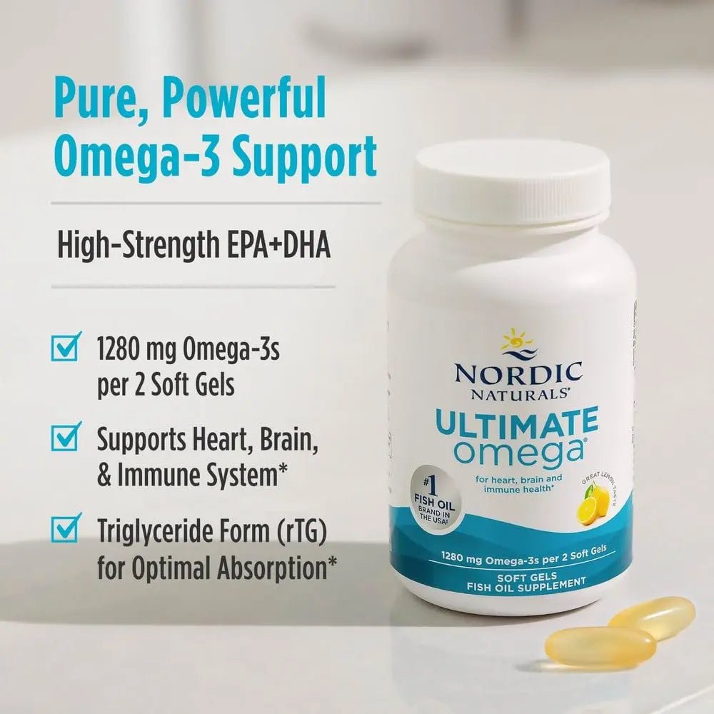 Nordic Naturals Ultimate Omega, Lemon Flavor - 90 Soft Gels - 1280 mg Omega-3 - High-Potency Omega-3 Fish Oil Supplement with EPA & DHA - TrustMedUSA