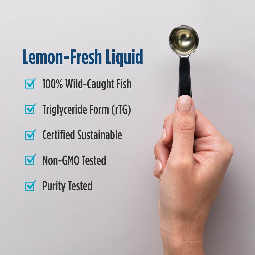 Nordic Naturals Ultimate Omega Liquid, Lemon Flavor - 8 oz - 2840 mg Omega-3 - High-Potency Fish Oil Supplement with EPA & DHA - Promotes Brain & Heart Health - Non-GMO - 48 Servings - TrustMedUSA