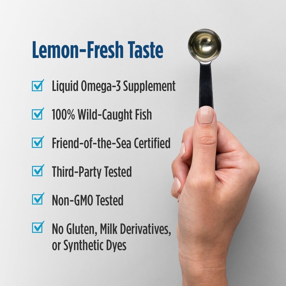 Nordic Naturals Ultimate Omega Xtra Liquid, Lemon Flavor - 8 oz - 3400 mg Omega-3 + 1000 IU Vitamin D3 - EPA & DHA - Brain, Heart, Joint, & Immune Health - Non-GMO - 48 Servings - TrustMedUSA