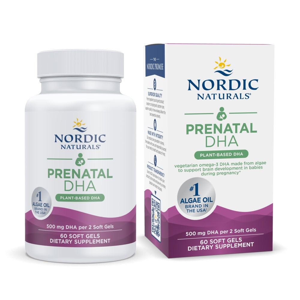 Nordic Naturals Vegan Prenatal DHA, Unflavored - 60 Soft Gels - 500 mg Plant-Based DHA - Supports Brain Development in Babies & Healthy Pregnancy - Non-GMO - 30 Servings - TrustMedUSA