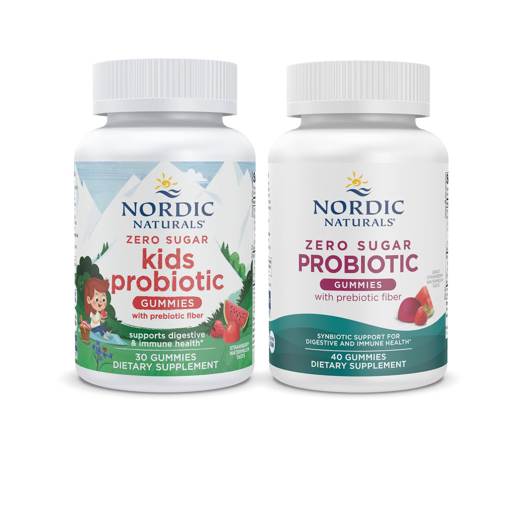 Nordic Naturals Vegan Probiotic Gummies Bundle - Zero Sugar Kids Probiotic Gummies - Strawberry Watermelon Flavor - 30 Gummies, Zero Sugar Probiotic Gummies - Strawberry Watermelon Flavor - 40 Gummies - TrustMedUSA