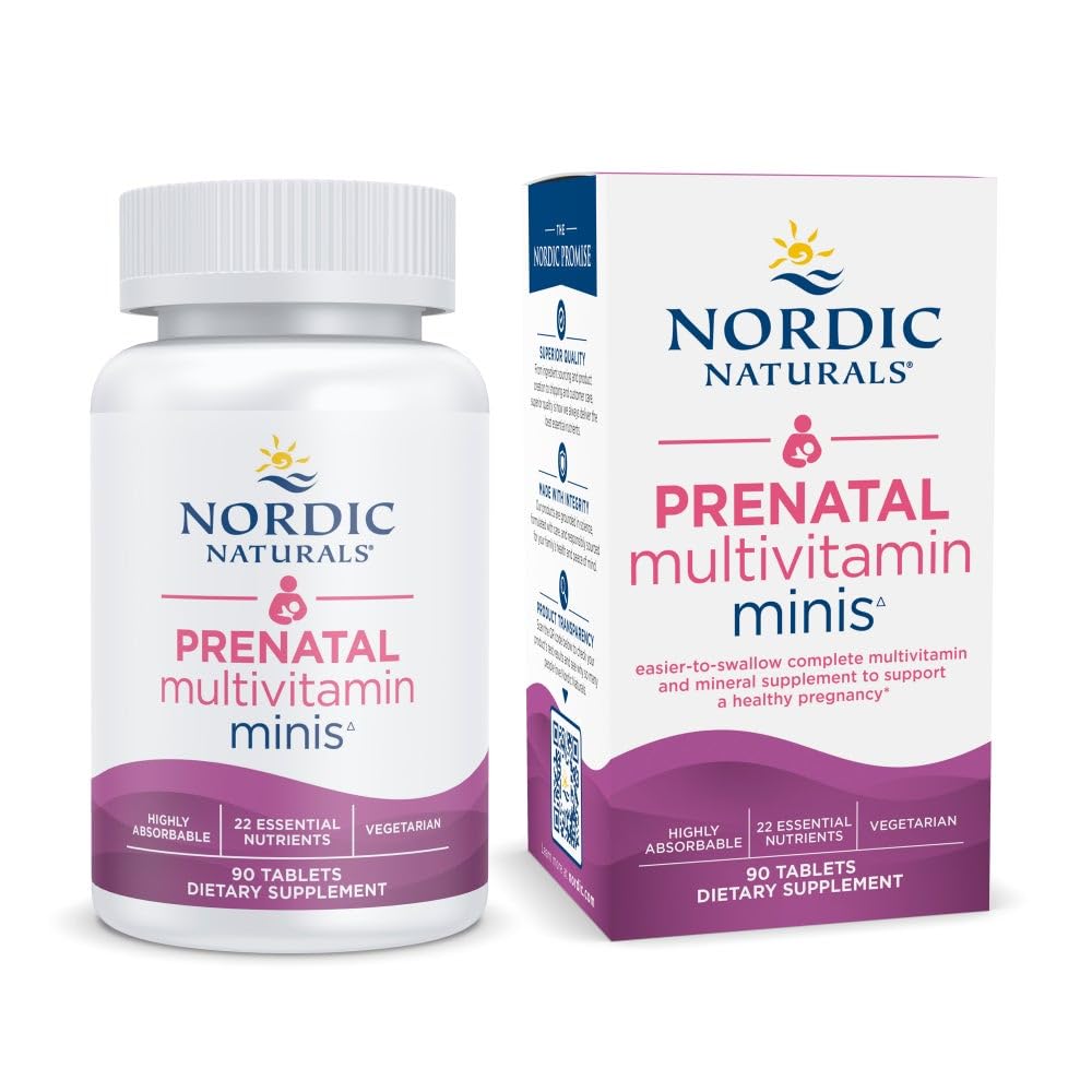 Nordic Naturals Vegetarian Prenatal Multivitamin Minis - 90 Easy to Swallow Tablets - Highly Absorbable Multivitamin and Mineral Supplement to Support Pregnancy - Non-GMO, 30 Servings - TrustMedUSA