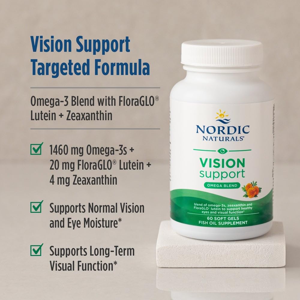 Nordic Naturals Vision Support, Lemon - 60 Soft Gels - with Zeaxanthin and FloraGLO Lutein, for Healthy Eyes and Vision - 30 Servings - TrustMedUSA