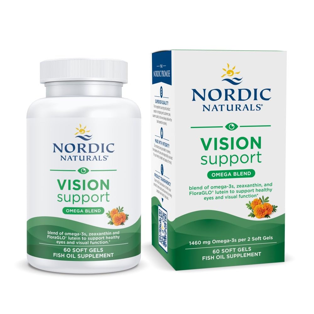 Nordic Naturals Vision Support, Lemon - 60 Soft Gels - with Zeaxanthin and FloraGLO Lutein, for Healthy Eyes and Vision - 30 Servings - TrustMedUSA