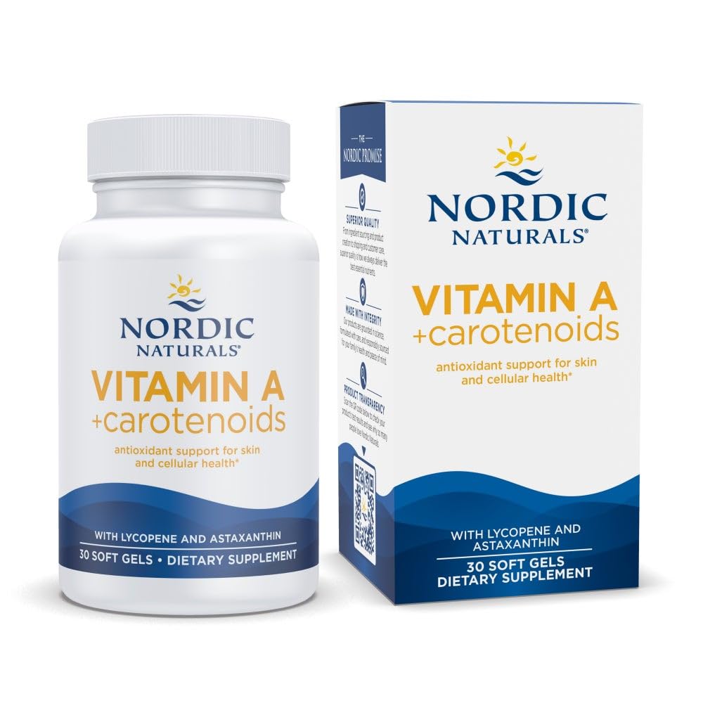 Nordic Naturals Vitamin A + Carotenoids, Unflavored - 30 Soft Gels - Lycopene & Astaxanthin - Supports Skin, Cellular Health - Non-GMO - 30 Servings - TrustMedUSA