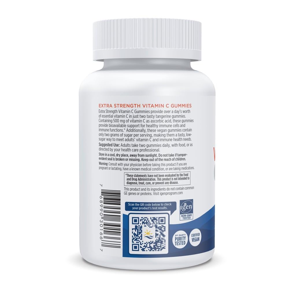 Nordic Naturals Vitamin C Extra Strength Gummies - Tangerine Flavor - 60 Gummies - 500 mg Vegan Vitamin C Supplement - TrustMedUSA