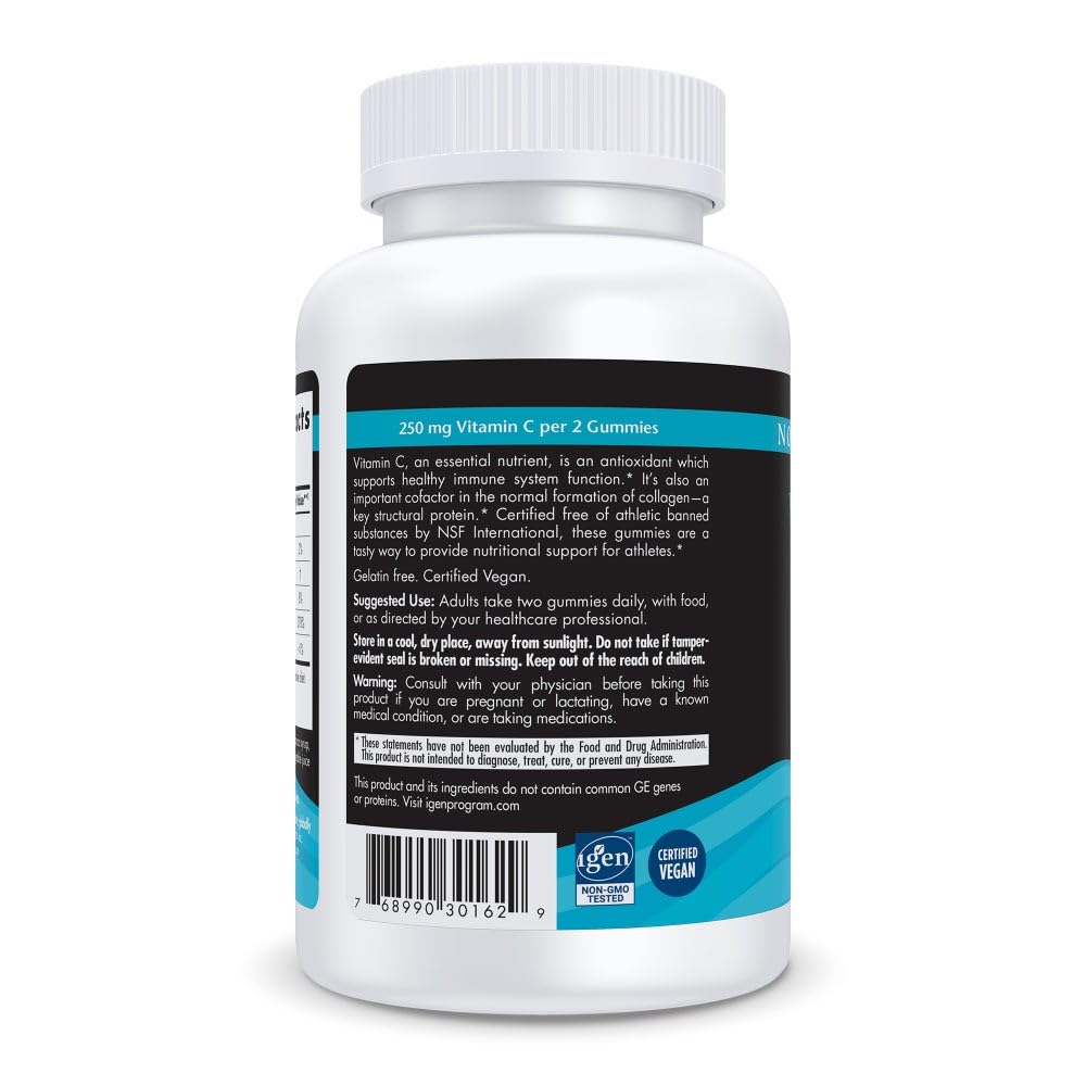 Nordic Naturals Vitamin C Gummies Sport, Tart Tangerine - 120 Gummies - 250 mg Vitamin C - Antioxidant Protection - NSF Certified - Non-GMO, Vegan - 60 Servings - TrustMedUSA