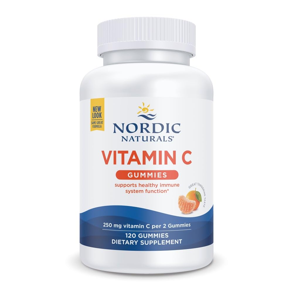 Nordic Naturals Vitamin C Gummies, Tart Tangerine - 120 Gummies - 250 mg Vitamin C - Immune Support, Antioxidant Protection - TrustMedUSA