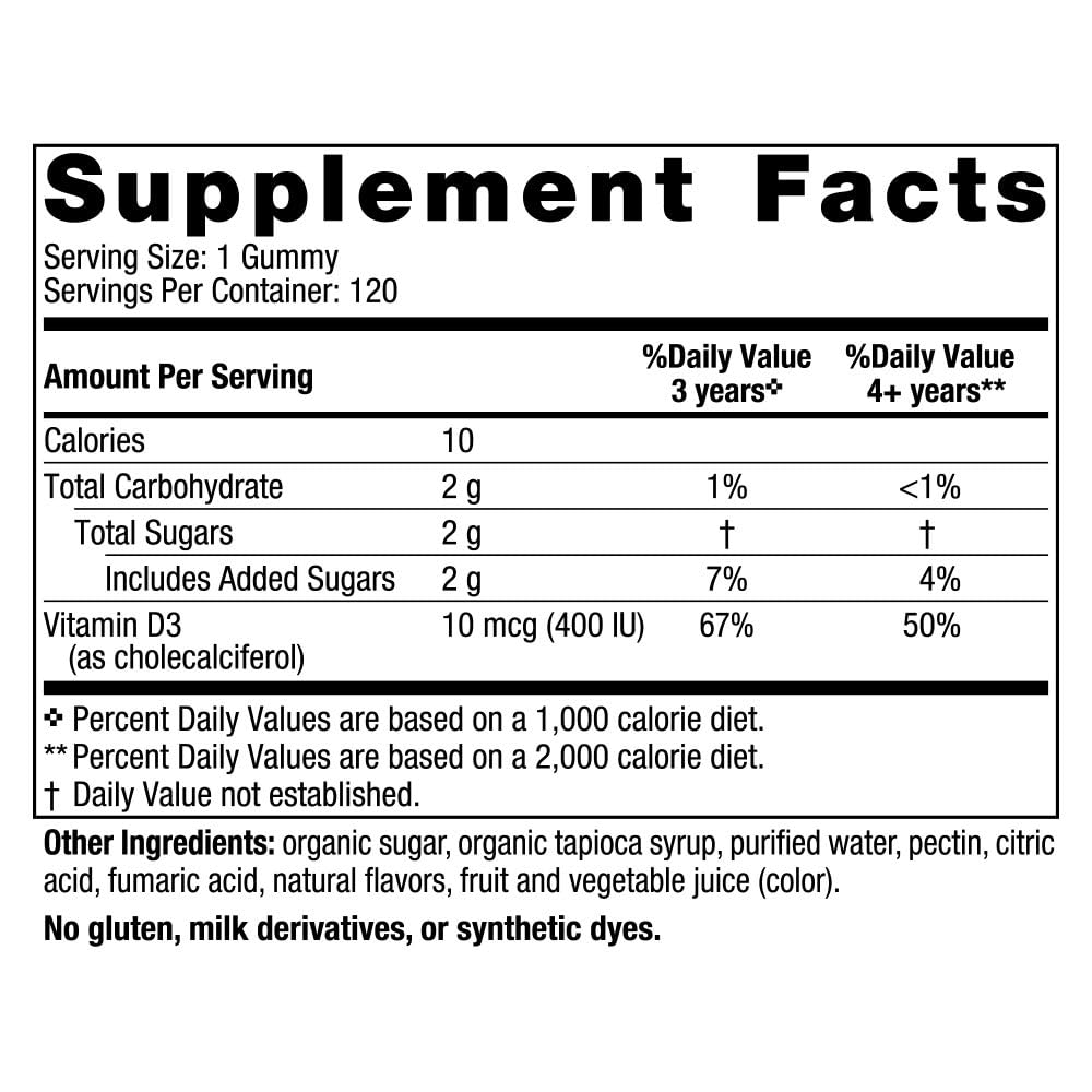 Nordic Naturals Vitamin D3 Gummies Kids, Wild Watermelon Splash - 120 Gummies - 400 IU Vitamin D3 - Bone Health, Healthy Immunity - Non-GMO, Vegetarian - 120 Servings - TrustMedUSA