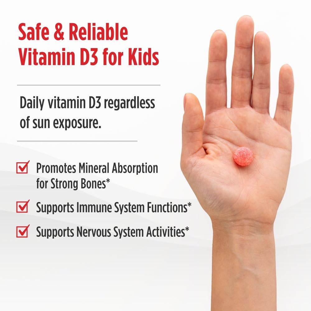 Nordic Naturals Vitamin D3 Gummies Kids, Wild Watermelon Splash - 120 Gummies - 400 IU Vitamin D3 - Bone Health, Healthy Immunity - Non-GMO, Vegetarian - 120 Servings - TrustMedUSA