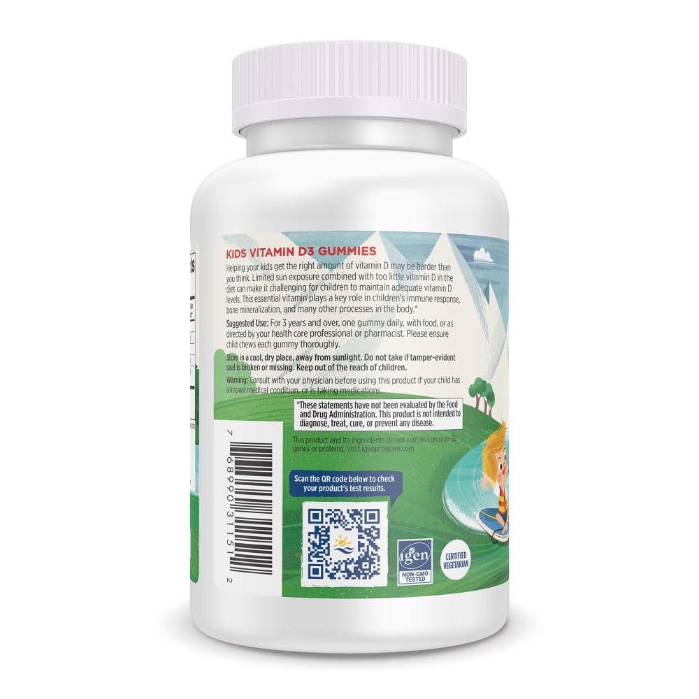 Nordic Naturals Vitamin D3 Gummies Kids, Wild Watermelon Splash - 120 Gummies - 400 IU Vitamin D3 - Bone Health, Healthy Immunity - Non-GMO, Vegetarian - 120 Servings - TrustMedUSA