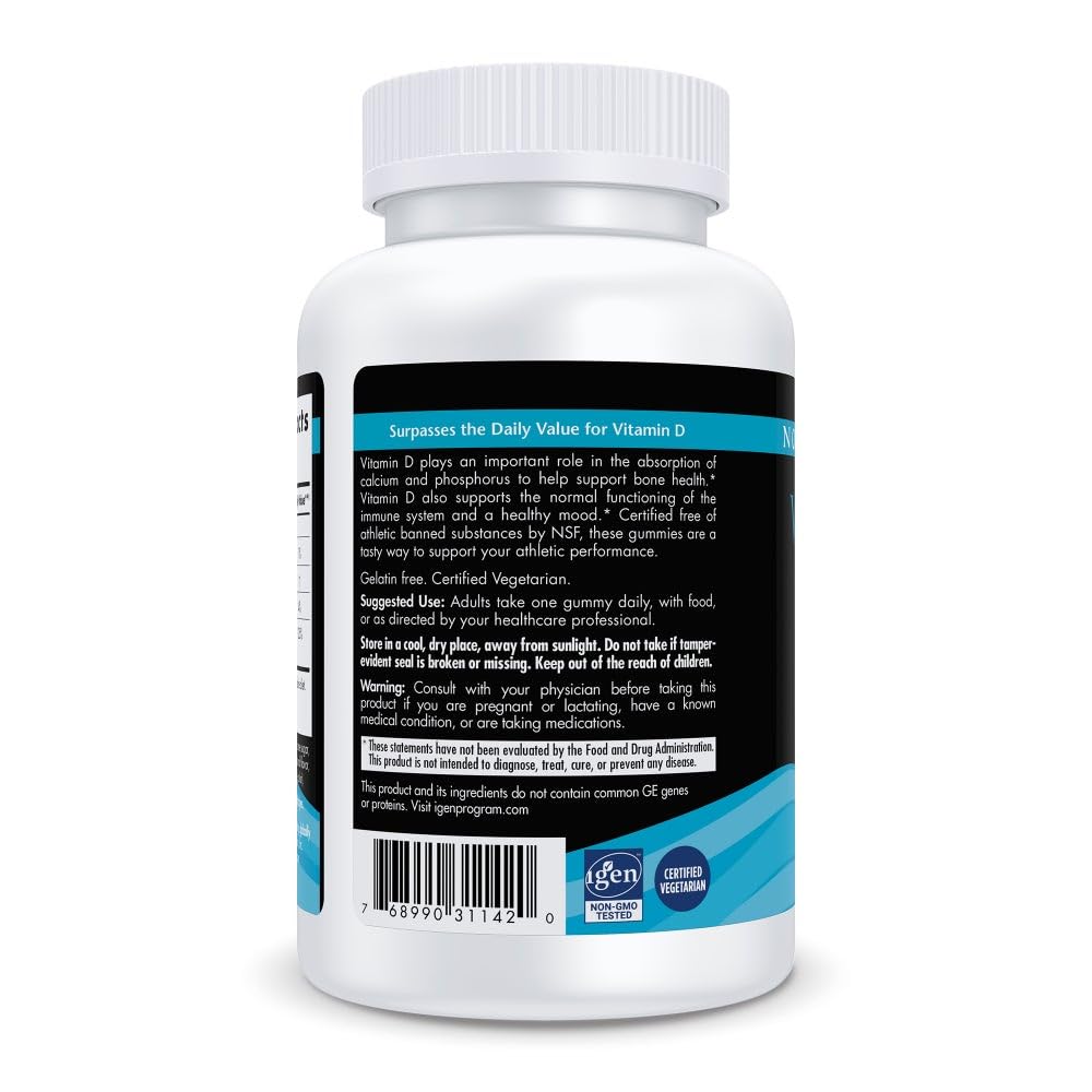 Nordic Naturals Vitamin D3 Gummies Sport, Wild Berry - 120 Gummies - 1000 IU Vitamin D3 - NSF Certified - Healthy Bones, Mood & Immune System Function - Non-GMO - 120 Servings - TrustMedUSA