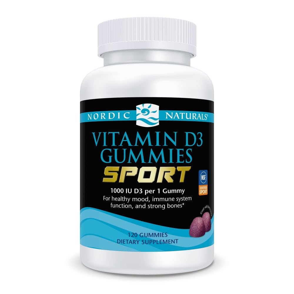 Nordic Naturals Vitamin D3 Gummies Sport, Wild Berry - 120 Gummies - 1000 IU Vitamin D3 - NSF Certified - Healthy Bones, Mood & Immune System Function - Non-GMO - 120 Servings - TrustMedUSA