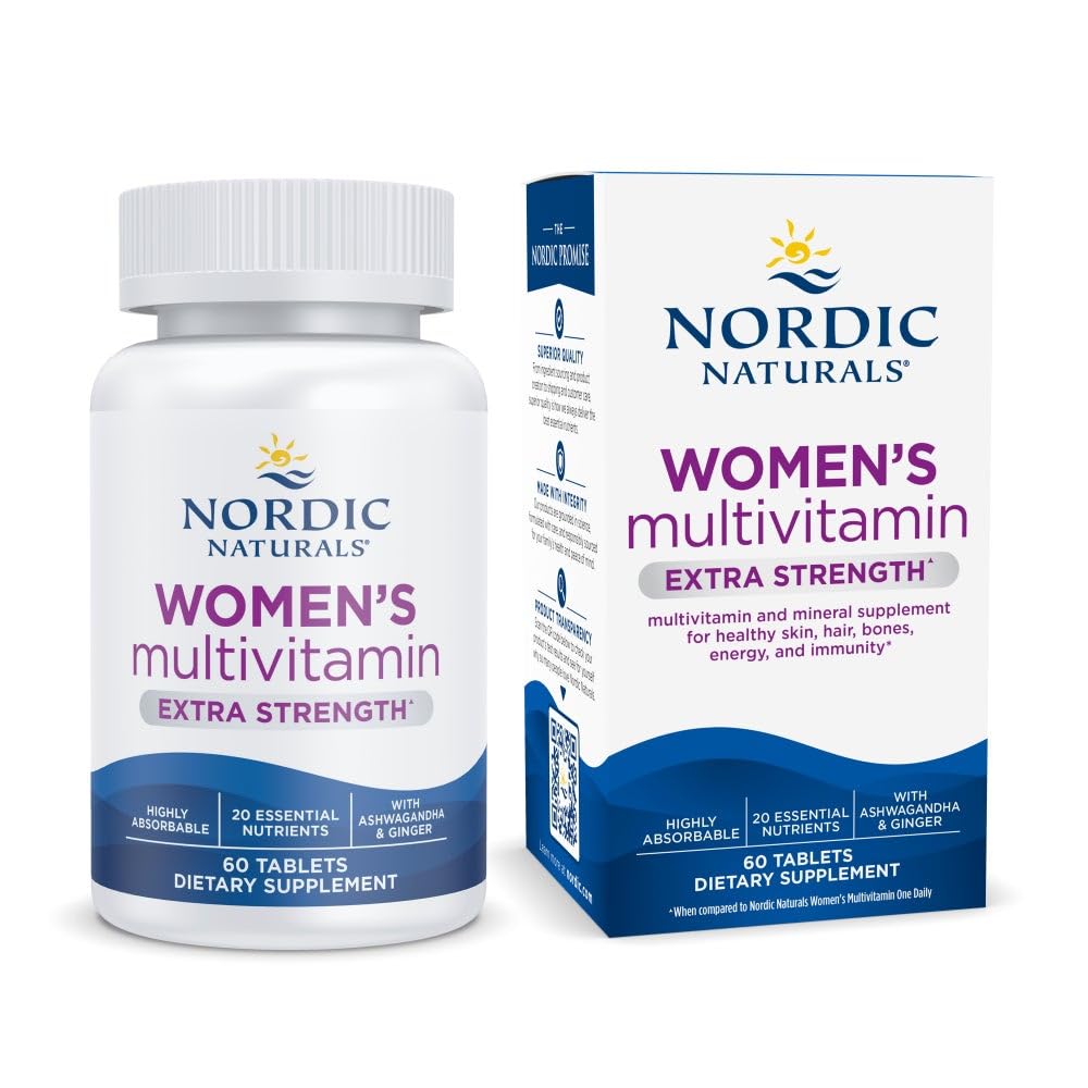 Nordic Naturals Women’s Multivitamin Extra Strength - Skin, Hair, Energy, & Bone Support - Immunity Supplement - 20 Essential Nutrients - 60 Tablets - 30 Servings - TrustMedUSA