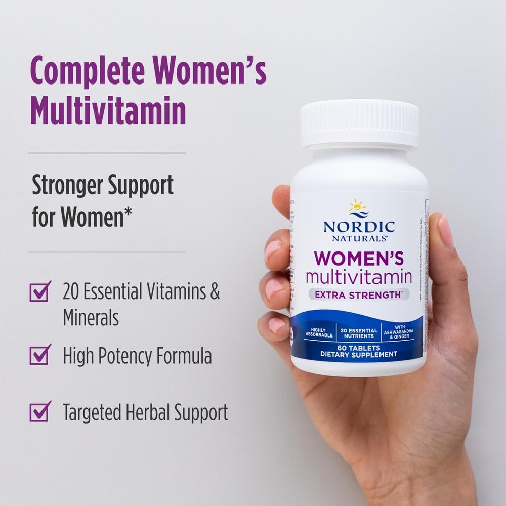 Nordic Naturals Women’s Multivitamin Extra Strength - Skin, Hair, Energy, & Bone Support - Immunity Supplement - 20 Essential Nutrients - 60 Tablets - 30 Servings - TrustMedUSA