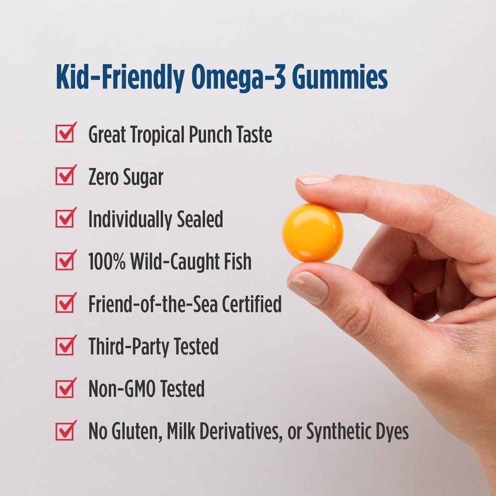 Nordic Naturals Zero Sugar Children’s DHA Gummy Chews, Tropical Punch - 30 Gummy Chews for Kids - 600 mg Total Omega-3s - Brain Development - TrustMedUSA