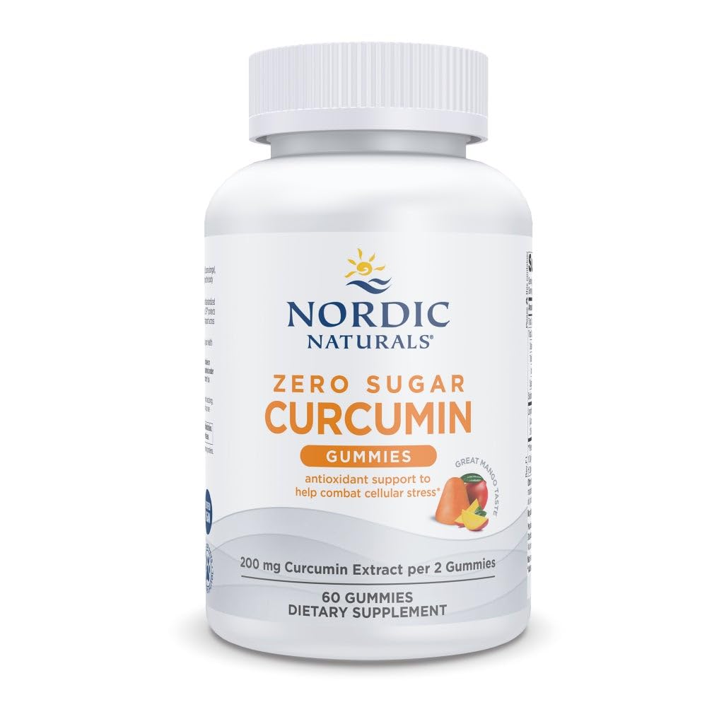 Nordic Naturals Zero Sugar Curcumin Gummies, Mango - 60 Gummies - 200 mg Optimized Curcumin Extract - Great Taste - Antioxidant Support, Healthy Metabolic Balance - Non-GMO, Vegan - 30 Servings - TrustMedUSA