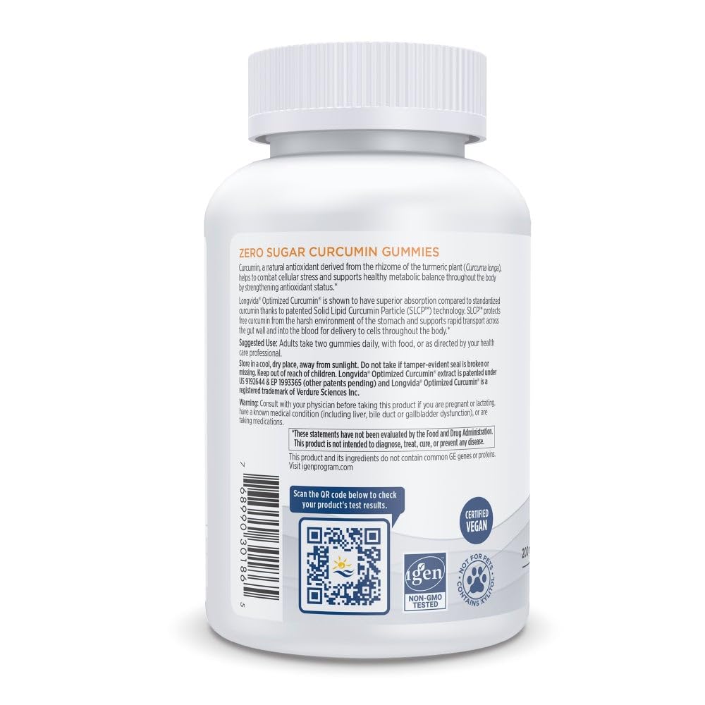 Nordic Naturals Zero Sugar Curcumin Gummies, Mango - 60 Gummies - 200 mg Optimized Curcumin Extract - Great Taste - Antioxidant Support, Healthy Metabolic Balance - Non-GMO, Vegan - 30 Servings - TrustMedUSA