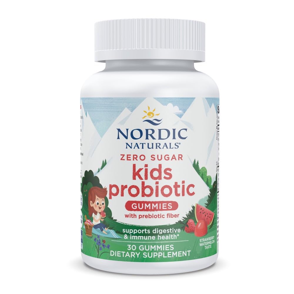 Nordic Naturals Zero Sugar Kids Probiotic Gummies - Strawberry Watermelon Flavor - 30 Gummies - Supports Digestive Wellness & Immune Health - Non-GMO - Third Party Tested - Vegan - 30 Servings - TrustMedUSA
