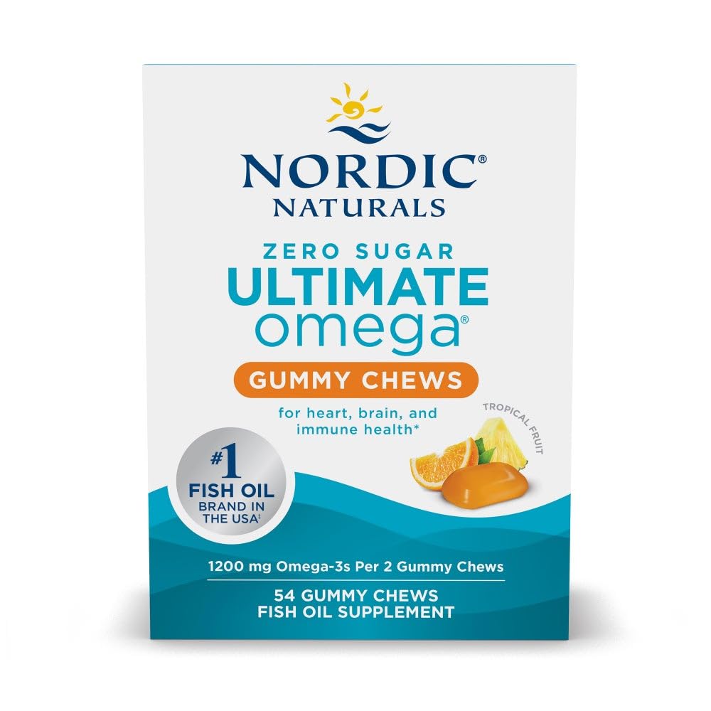 Nordic Naturals Zero Sugar Ultimate Omega Gummy Chews - Tropical Fruit - 54 Gummy Chews - Non GMO - Optimal Wellness - 27 Servings - TrustMedUSA