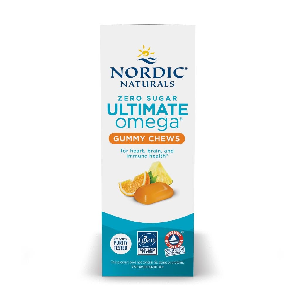 Nordic Naturals Zero Sugar Ultimate Omega Gummy Chews - Tropical Fruit - 54 Gummy Chews - Non GMO - Optimal Wellness - 27 Servings - TrustMedUSA