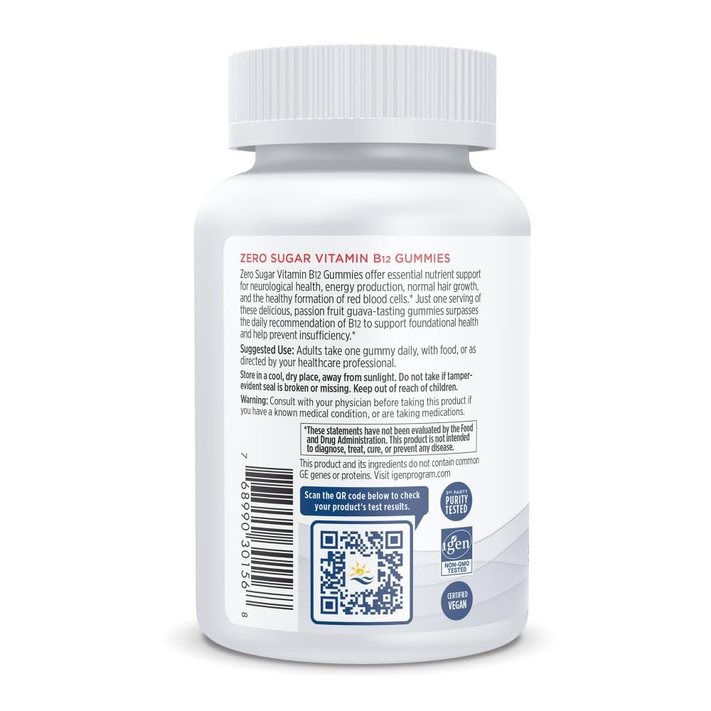 Nordic Naturals Zero Sugar Vitamin B12 Gummies - 2000 mcg Vitamin B12 per Gummy, Passion Fruit Guava Flavor - 30 Gummies, Essential Nutrient Support for Energy Production and Brain Health, 30 Servings - TrustMedUSA