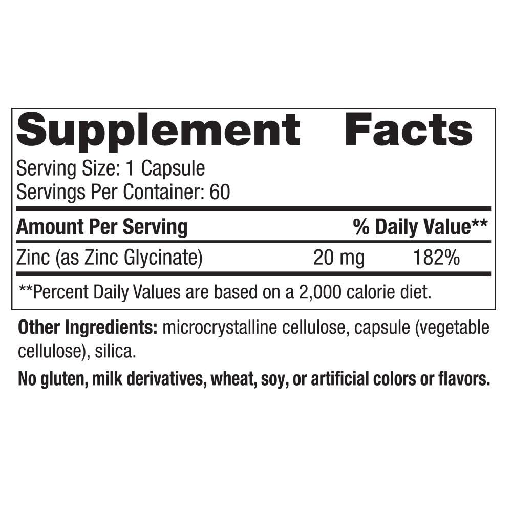 Nordic Naturals Zinc Glycinate - 60 Capsules - 20 mg Highly Absorbable Zinc Glycinate - Optimal Wellness - Non-GMO, Gluten Free, Vegan - 60 Servings - TrustMedUSA