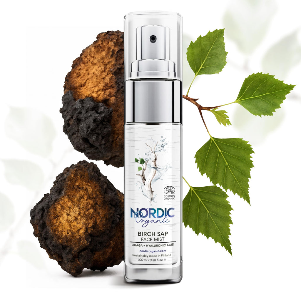 Nordic Organic Birch Sap Face Mist – COSMOS Certified Organic Formula with Hyaluronic Acid & Chaga Mushroom, Fragrance Free, Made in Finland 3.38 oz (100 ml), 1 Bottle - TrustMedUSA