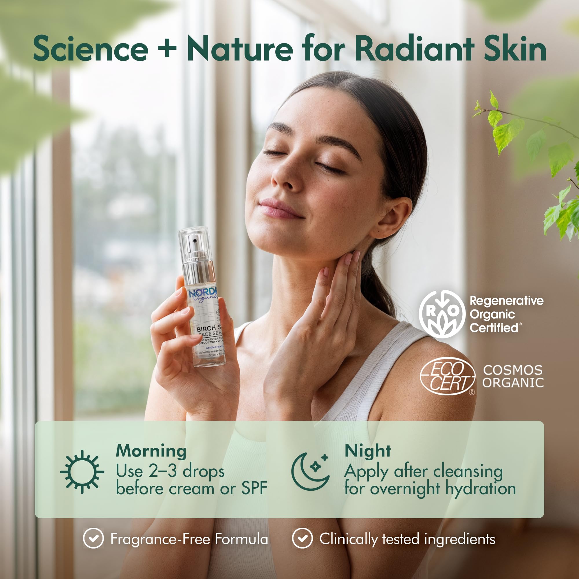 Nordic Organic Birch Sap Face Mist – COSMOS Certified Organic Formula with Hyaluronic Acid & Chaga Mushroom, Fragrance Free, Made in Finland 3.38 oz (100 ml), 1 Bottle - TrustMedUSA