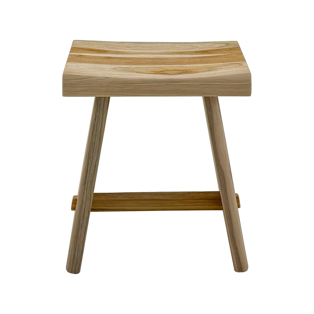 Nordic Teak Natural Teak Shower Stool with Curved Seat & Shelf | Spa-Style Bench for Bath | Shower | SPA | Pool | Patio | Select Grade (Natural Salem) - TrustMedUSA