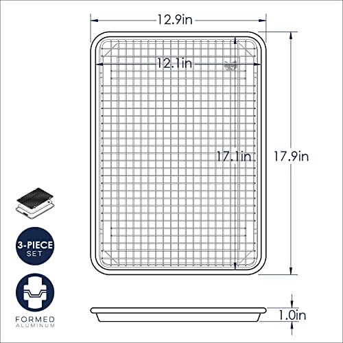 Nordic Ware Naturals Half Sheet Pan, Deluxe Silicone Liner and Cooling Rack, Cookie or Roasting Bakers Set - TrustMedUSA