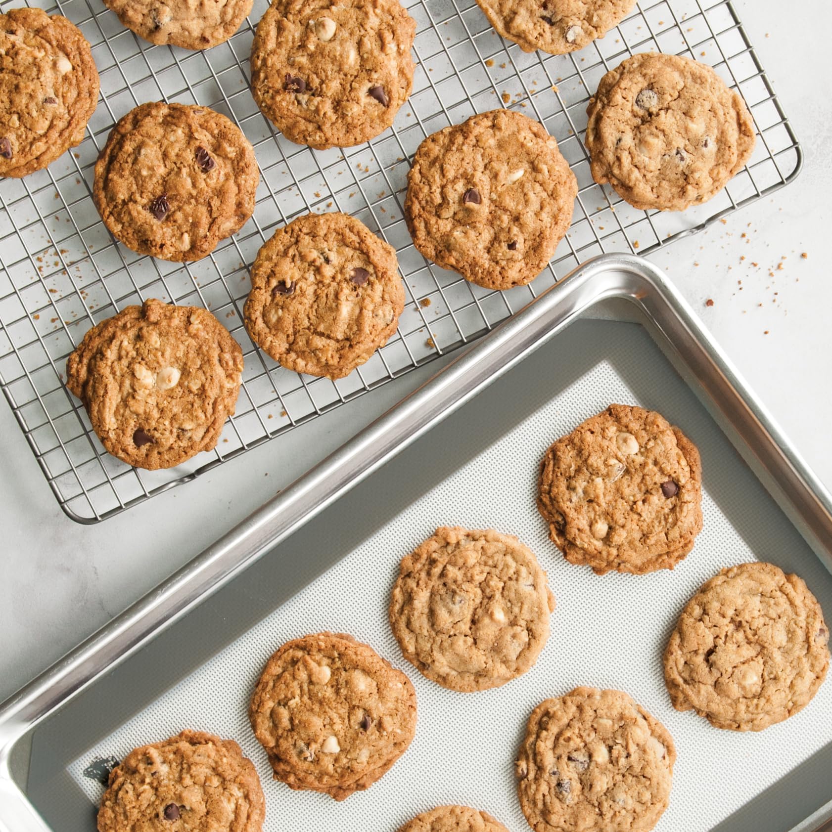 Nordic Ware Naturals Half Sheet Pan, Deluxe Silicone Liner and Cooling Rack, Cookie or Roasting Bakers Set - TrustMedUSA