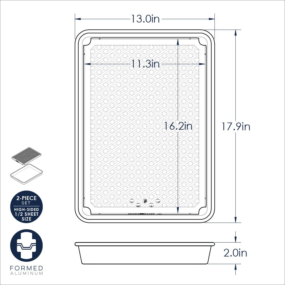 Nordic Ware Naturals High Sided Half Sheet Pan with Multi-Purpose Oven and Cooling Rack - TrustMedUSA
