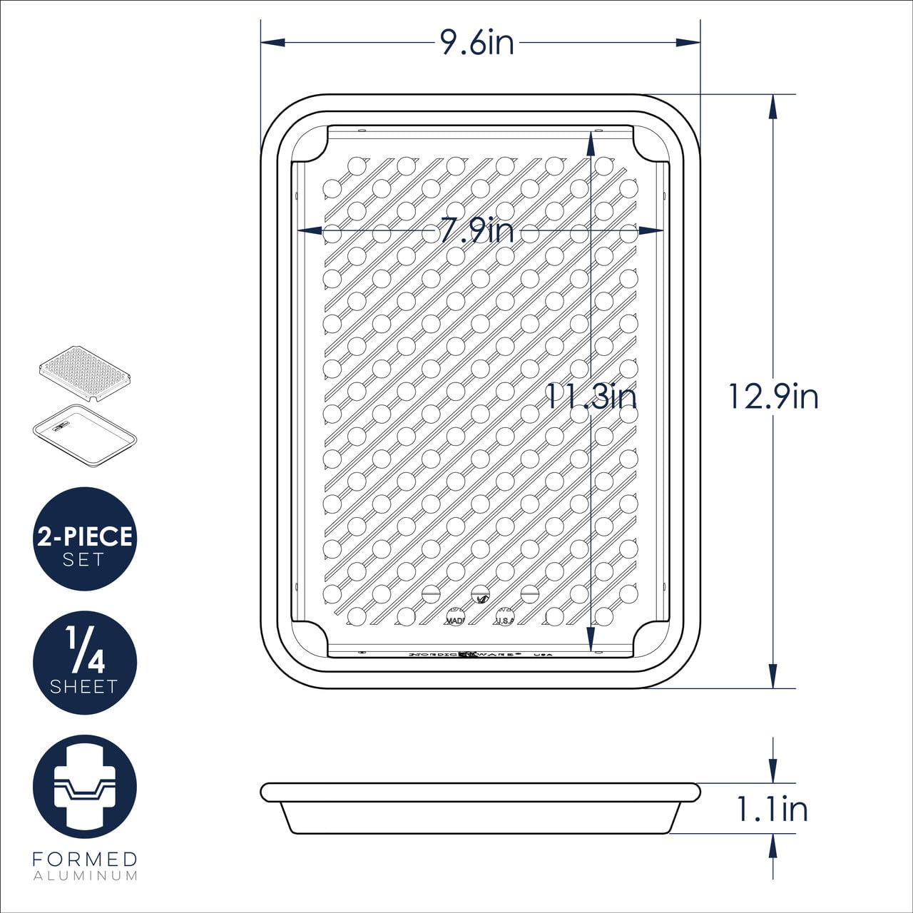 Nordic Ware Naturals Quarter Sheet with Multi-Purpose Oven and Cooling Rack - TrustMedUSA