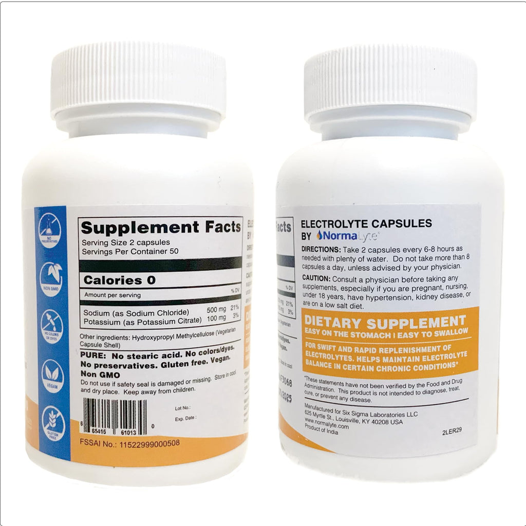 NormaLyte Electrolyte Capsules - Replenish Electrolytes for Peak Performance - Hydration Salt Pills with Essential Minerals for Energy Boost, and Muscle Recovery - 100ct/Bottle - TrustMedUSA