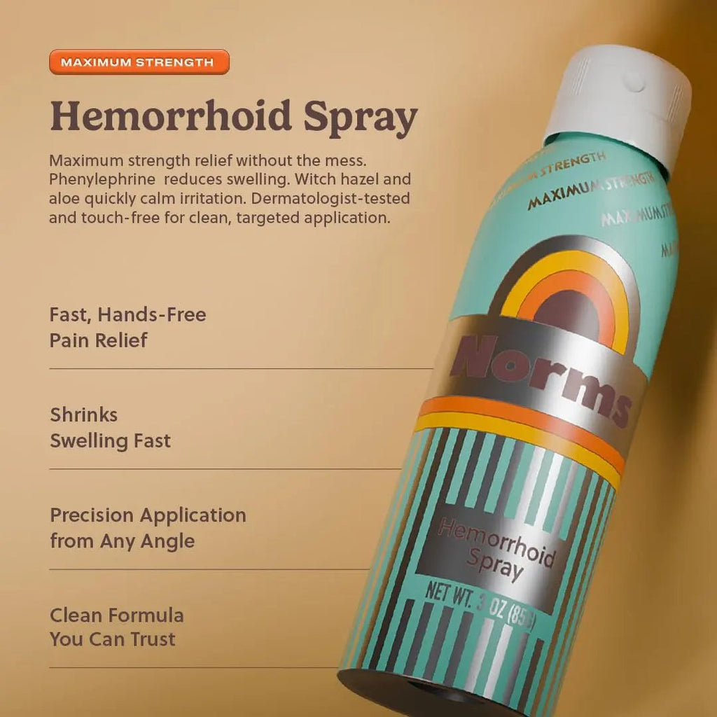 Norms Cooling Hemorrhoid Spray, Maximum Strength Touch-Free Relief with Phenylephrine, Witch Hazel, Aloe, Shrinks Swelling, Calms Itching, Soothes on Contact, 3oz Spray - TrustMedUSA