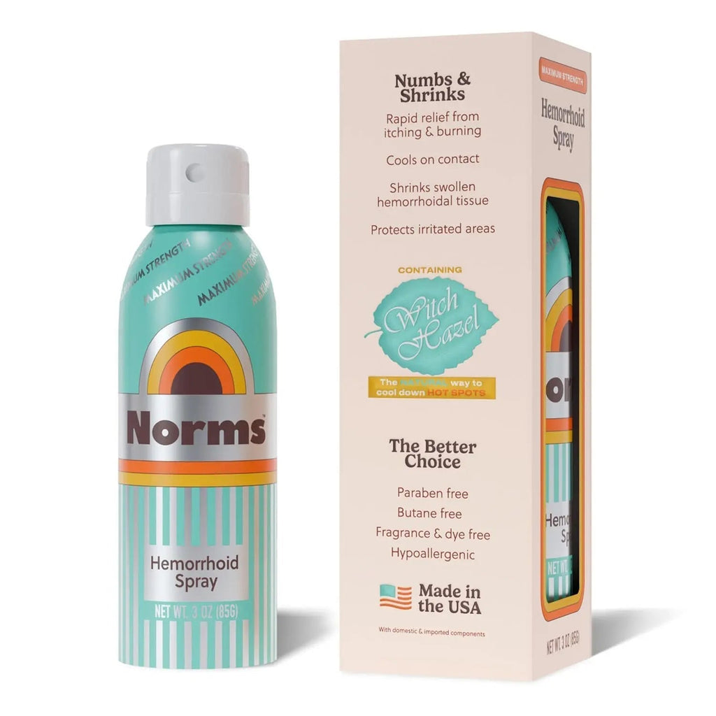 Norms Cooling Hemorrhoid Spray, Maximum Strength Touch-Free Relief with Phenylephrine, Witch Hazel, Aloe, Shrinks Swelling, Calms Itching, Soothes on Contact, 3oz Spray - TrustMedUSA