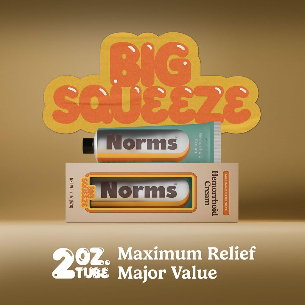 Norms Hemorrhoid Treatment Cream, Max Strength 5% Lidocaine, Rapid Relief for Hemorrhoidal Pain, Swelling, Itching, with Phenylephrine HCL, Aloe & Glycerin – Big Squeeze 2oz Tube - TrustMedUSA