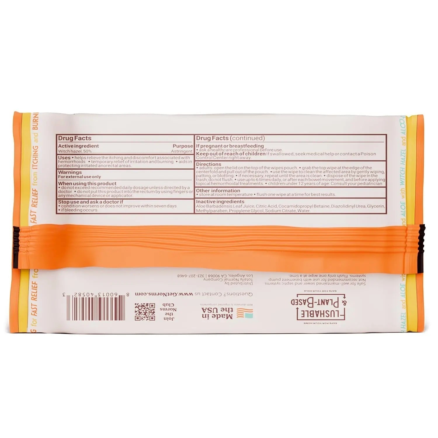 Norms Medicated Hemorrhoid Wipes with Witch Hazel and Aloe, Soothing Flushable Wipes for Itching, Burning & Swelling Relief, Hypoallergenic & Fragrance Free - 48ct (Pack of 3) - TrustMedUSA