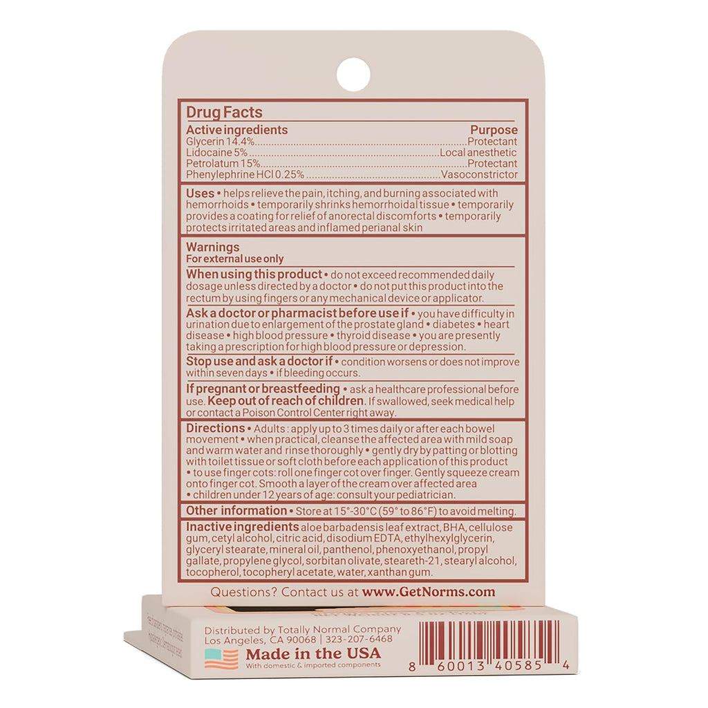 Norms Squeezies Lidocaine Hemorrhoid Cream, Discreet Single Use Travel Packets, 5% Lidocaine, Phenylephrine, Aloe and Glycerin – Numbing, Soothing & Swelling Relief On the Go, 5 Count - TrustMedUSA
