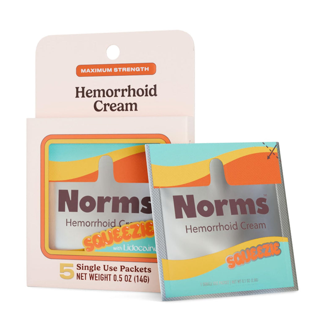 Norms Squeezies Lidocaine Hemorrhoid Cream, Discreet Single Use Travel Packets, 5% Lidocaine, Phenylephrine, Aloe and Glycerin – Numbing, Soothing & Swelling Relief On the Go, 5 Count - TrustMedUSA