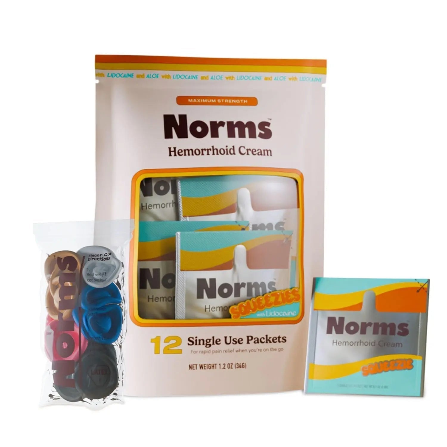 Norms Squeezies Lidocaine Hemorrhoid Cream, Discreet Single Use Travel Packets, 5% Lidocaine, Phenylephrine, Aloe and Glycerin – Numbing, Soothing & Swelling Relief On the Go, 12 Count - TrustMedUSA